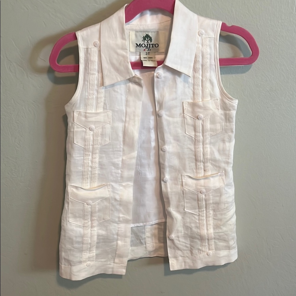 OTTO White Sleeveless Button Down Shirt for Kids